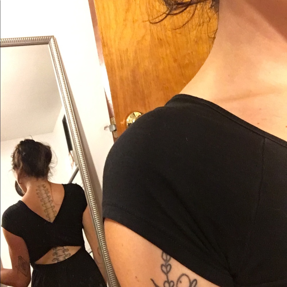 Stretchy Black Open-Back Tee-Dress from PINK by VS